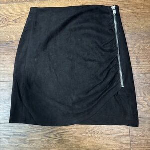 Soprano Black Velvet Pencil Skirt with Zipper Accent